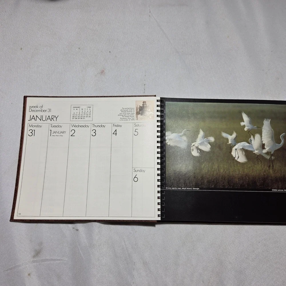Vintage Kodak 1980 Plan Calendar Americas Storyteller Brown Faux Leather AC103